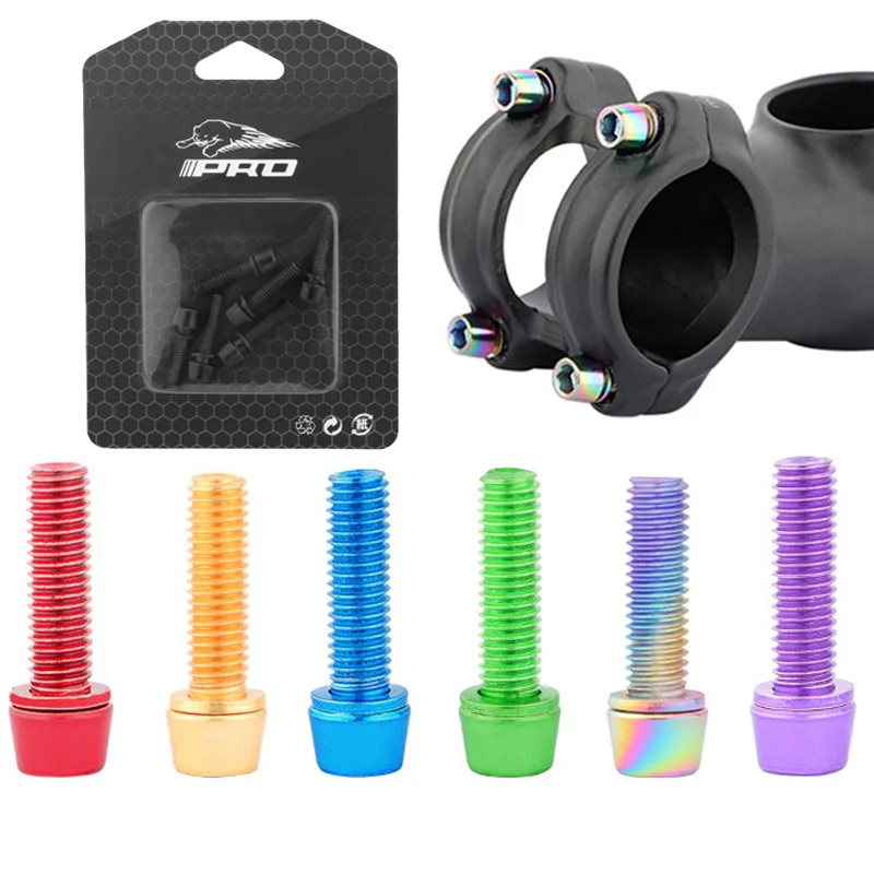 MTB Bicycle Handlebar Screws 6pcs/set Titanium-plated Colorful Stainless Steel/Steel M5*18MM Stem Riser Screw In Bolts |