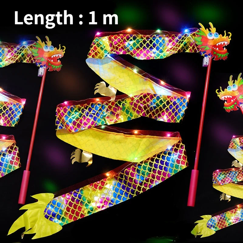 

10pcs Luminous Dragon Ribbon Dance Lantern For Children New Year Performance Funny Props Neon Glow Party Supplies decoration