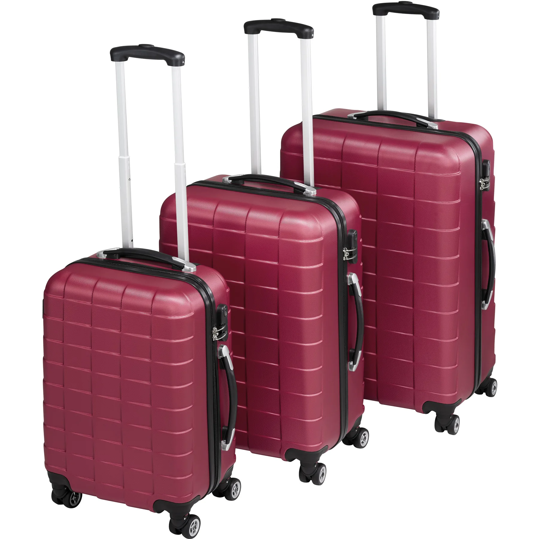 Tectake Set de 3 maletas trolley rígidas burdeos - maletas carcasa dura, pack de maletas