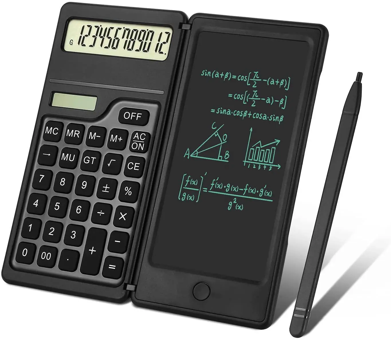 

6 inch Foldable Calculator LCD Screen Writing Tablet Folding Scientific Calculator Tablet Digital Drawing Pad with Stylus Pen