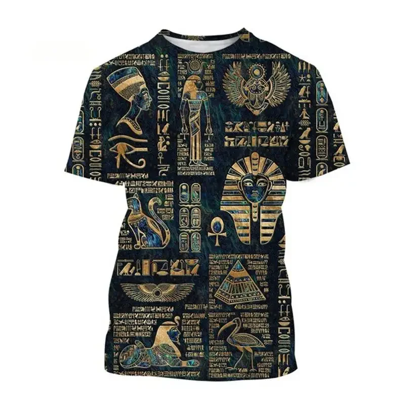 

Fashionable Egyptian Wind Pictures For Men's T-Shirts Trend Digital Printing Casual Round Neck Short Sleeved Tops