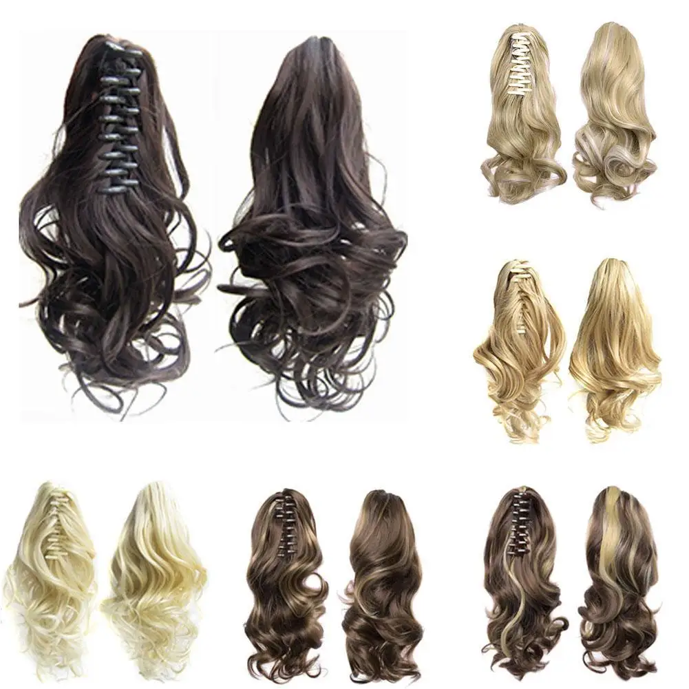 Small Wave Claw Clip Ponytail Curly Hair Extension Synthetic Fiber Hair Patch 40cm Ponytail Wave Wig For Women