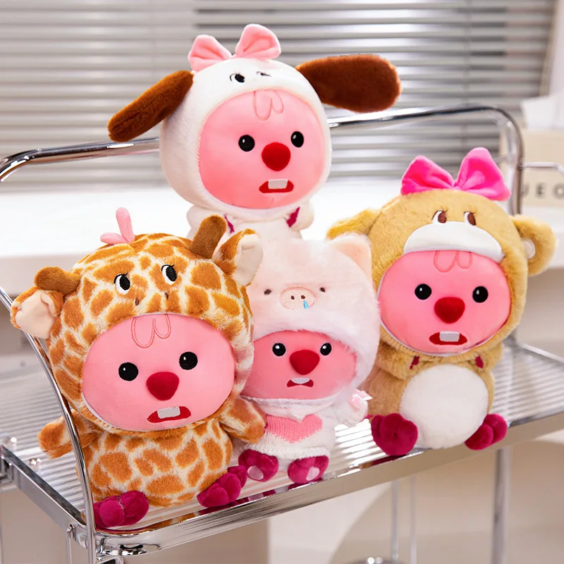 

Kawaii Soft Pink Beaver Plush Doll Transform Pig Bear Puppy Toy Cartoon Animal Stuffed Giraffe Dolls for Kids Birthday Xmas Gift