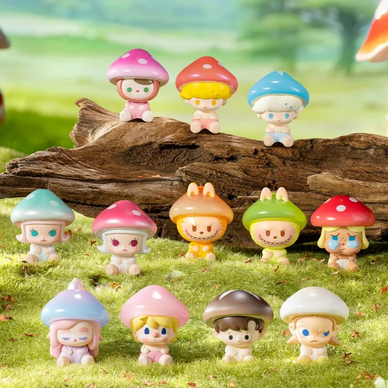 

Pop Bean Mushroom Elf Series Mini Dolls Kawaii Anime Figure Cute Desktop Ornaments Molly Dimoo Labubu Surprise Birthday Gifts