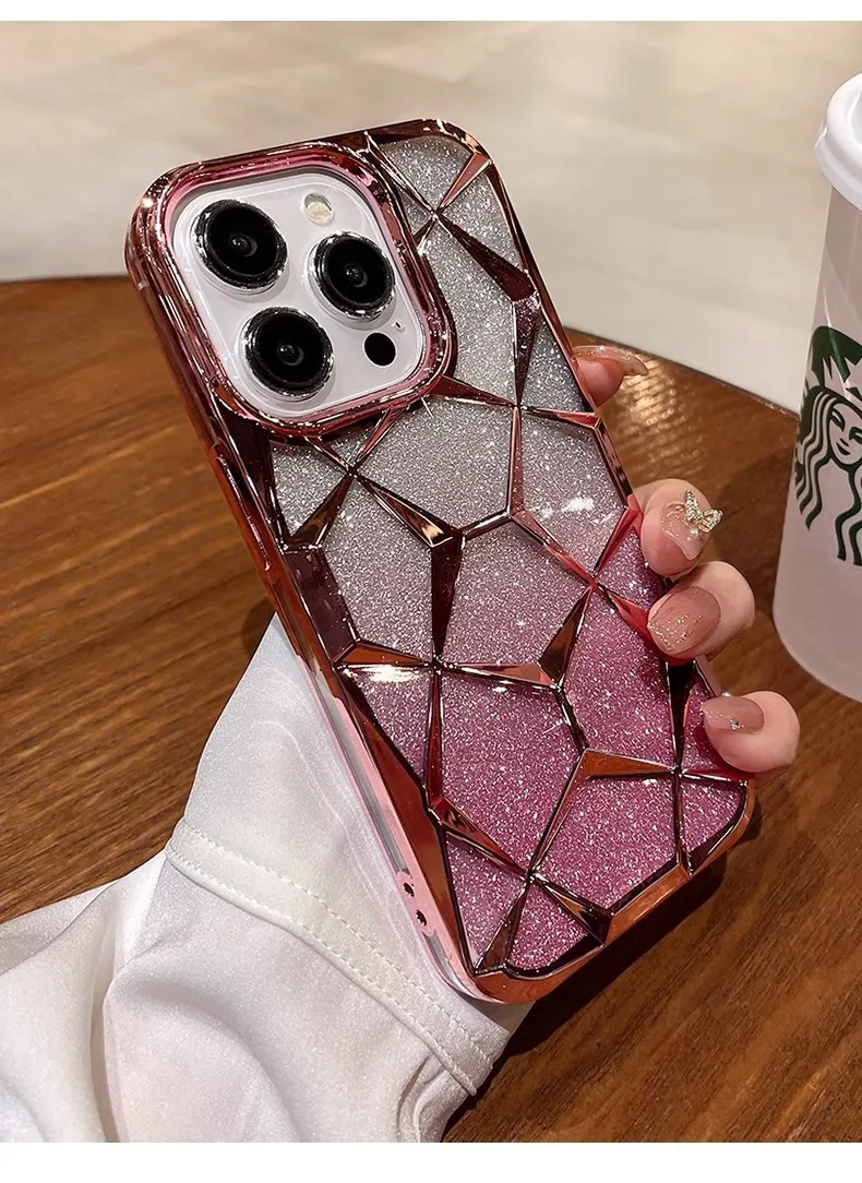 Luxury Fancy Shockproof Bling Marble Phone Case TPU Plating Shell for iPhone 15 14 13 12 11 Pro Max Cellphone Cover Shell