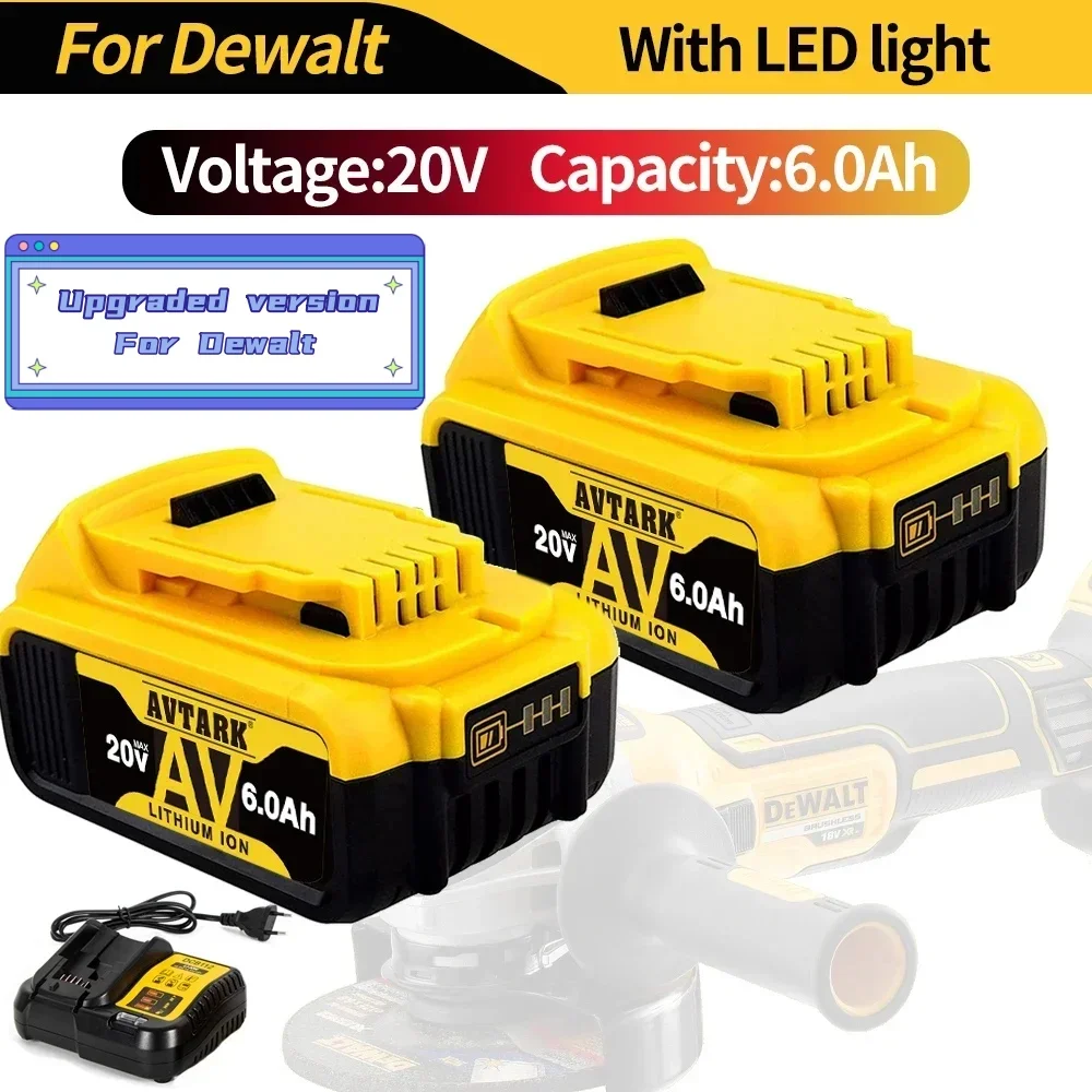 

Upgrade to 20V/6000mAh DCB200 Lithium Battery for Dewalt 18V MAX - High-capacity and replaceable battery with charger included!