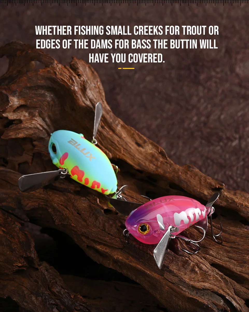 BLUX Micro BUTTIN Pompadour Topwater Crawler 6,5G Wobbler Laute Angelköder Kurbelköder Süßwasserbarsch Barsch Künstlicher Köder – Detail 4