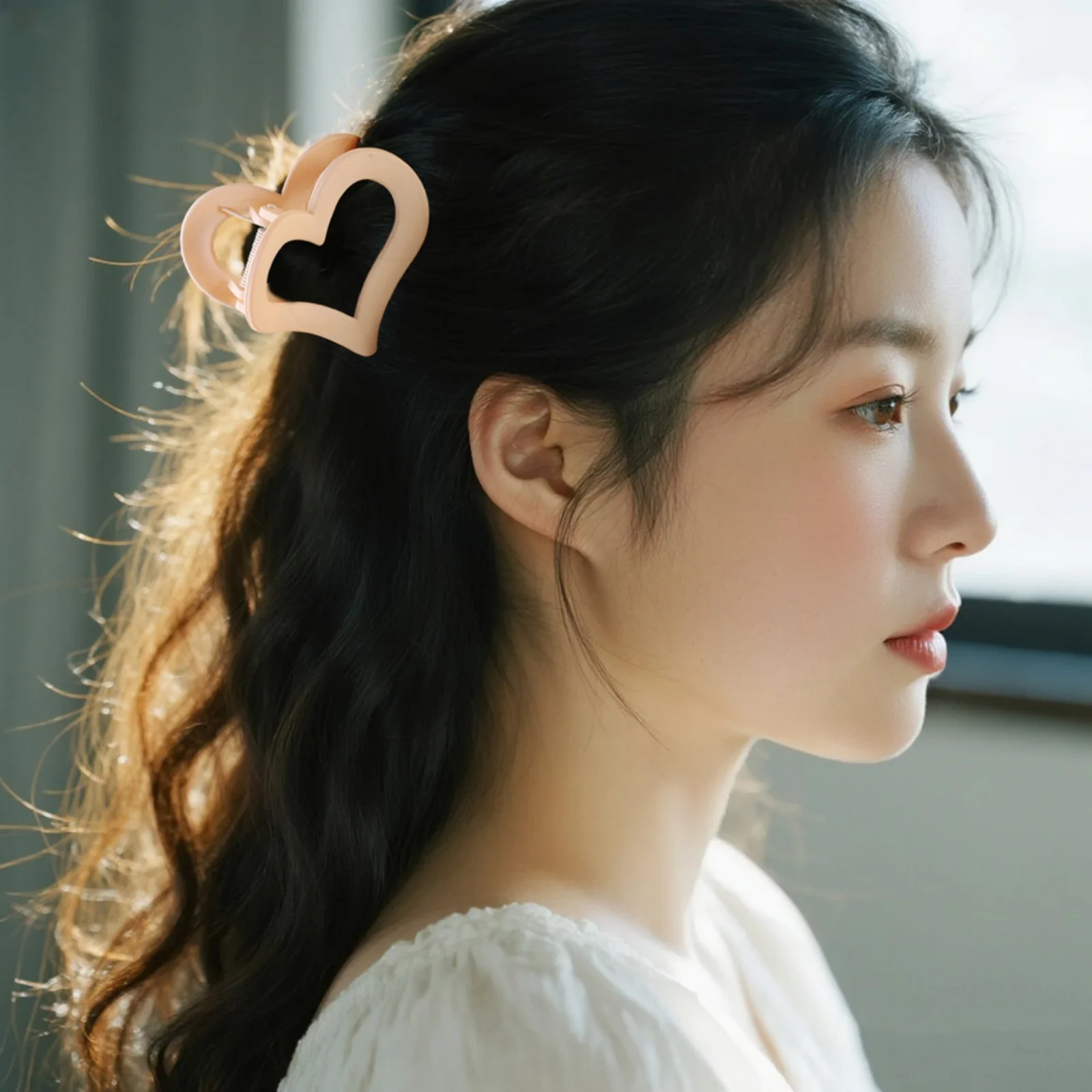 1PC Heart - Shaped Hair Claw Clips Set, Multiple Colors, Cute Hair Accessories For Women