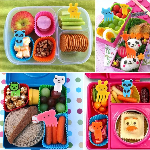 50/10PCS Mini Cute Animal Bento Food Fruit Picks Forks Lunch Box