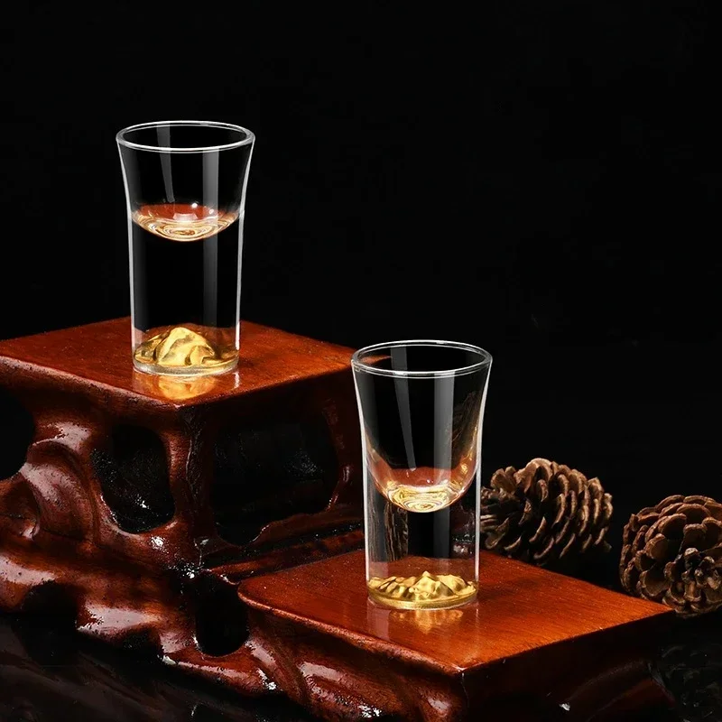 6Pcs Crystal Vodka Shot Glass 0.5oz Mini Size Gold Leaf Wine Glasses Spirits Japanese Sake Korean Soju Brandy Shot Cup wine cup wine glass spirits cup drinking glasses