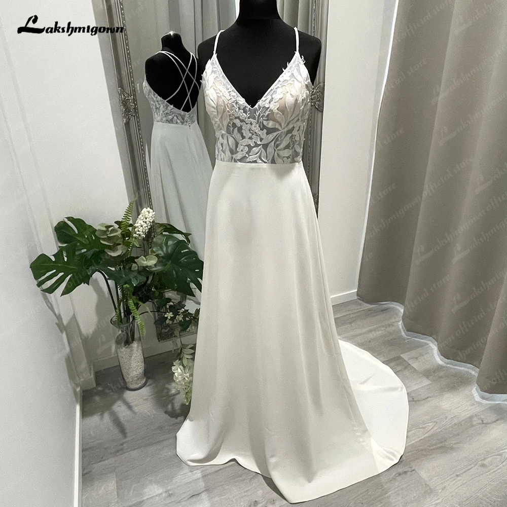 Lakshmigown трапециевидные Свадебные платья на тонких бретельках, сексуальный прозрачный корсет, платье для ношения в магазине