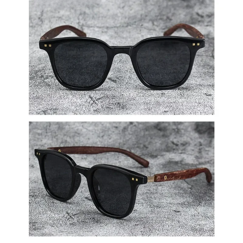 Wood-Grain Retro Sunglasses