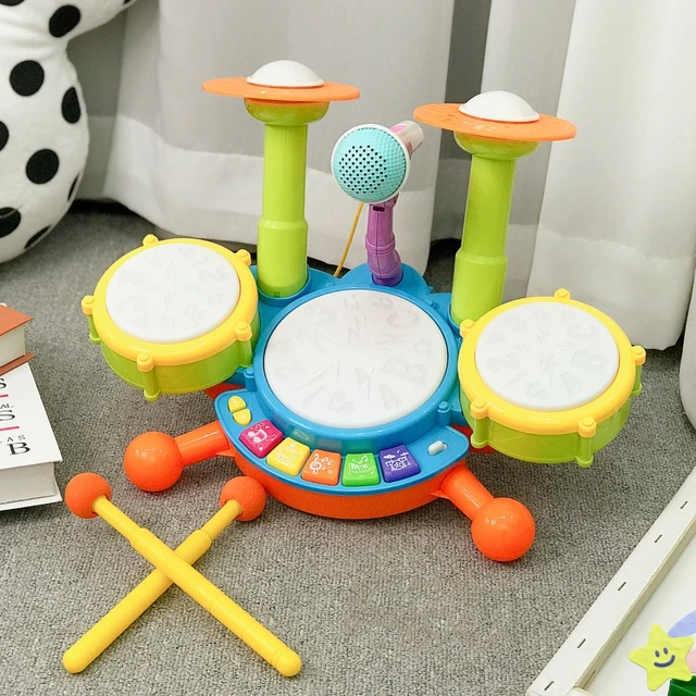 ik betwijfel het binair Coördineren Kinderen drumstel muziekinstrument speelgoed drumstel voor peuters 1-3  educatief muzikaal speelgoed werken microfoon voor baby's _ - AliExpress  Mobile