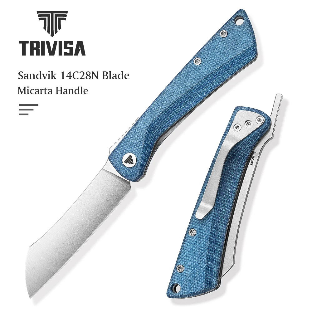 

TRIVISA Japanese Style Higonokami Folding Pocket Knife for Men，3.3" 14C28N Satin Camping EDC Knives with Clip， Micarta Handle