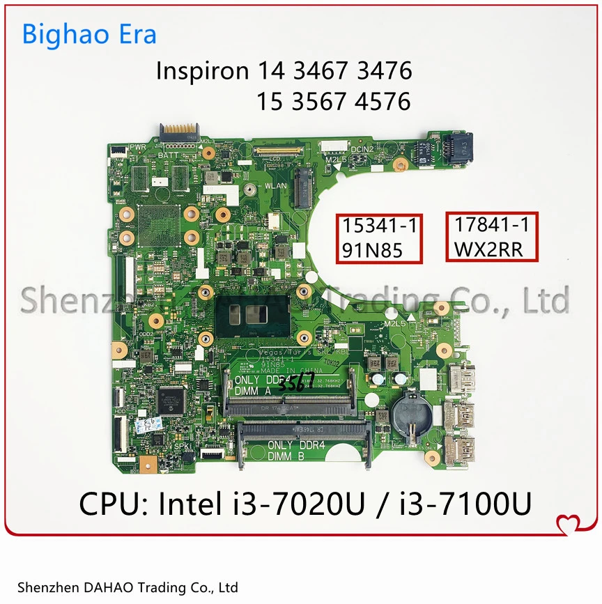 Placa-mãe Portátil para Dell 153411 17841-1 Dell 3467 3476 15 3567 3576 Intel I36006u I57200u I78550u Cpu Uma Ddr4 Cn0ry2y1 - Imagem 6