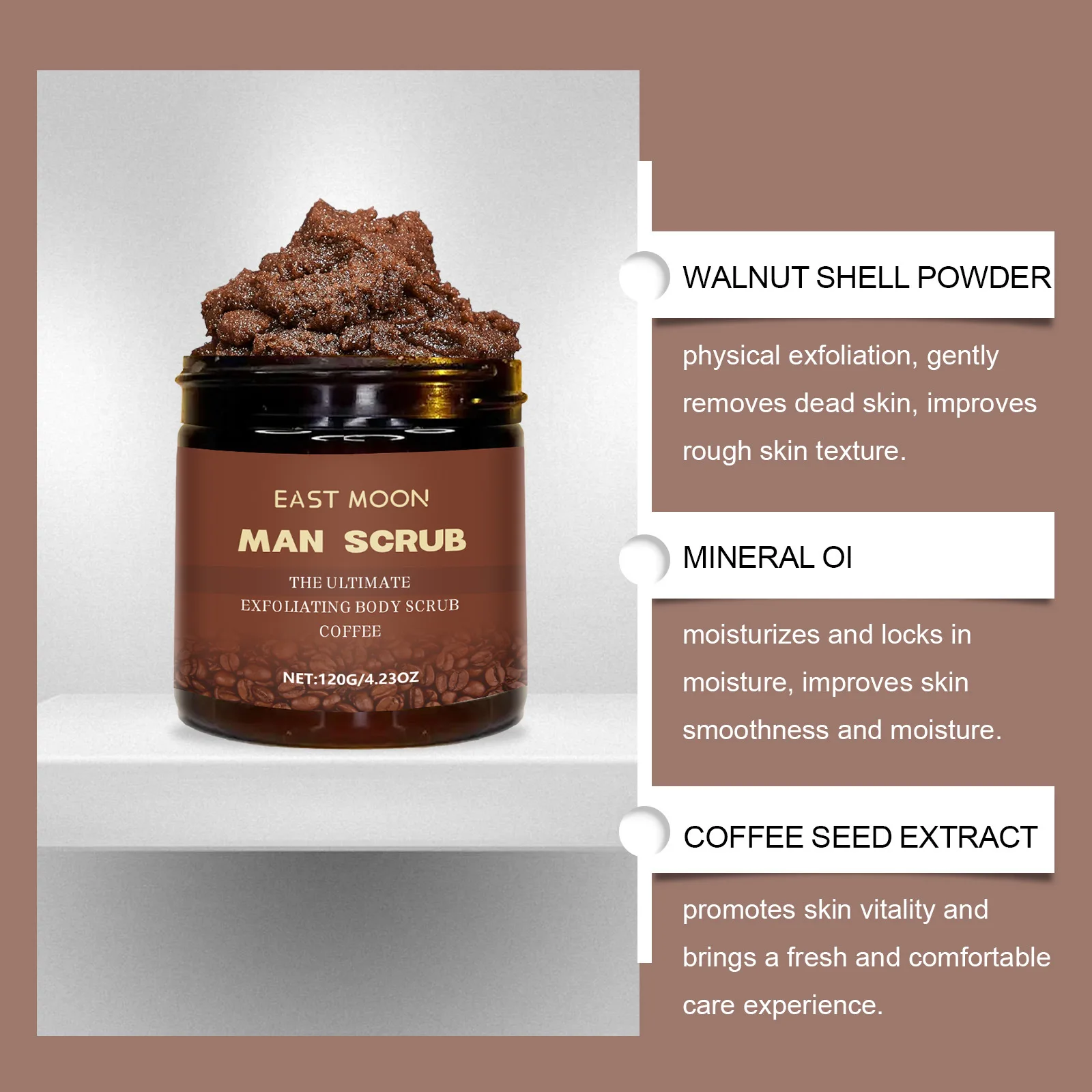 East Moon Coffee Men Crema Scrub Nutriente Per Il Corpo Idratazione Profonda Mantenere Ammorbidire La Pulizia Per La Cura Della Pelle Morta Scrub Esfoliante 4