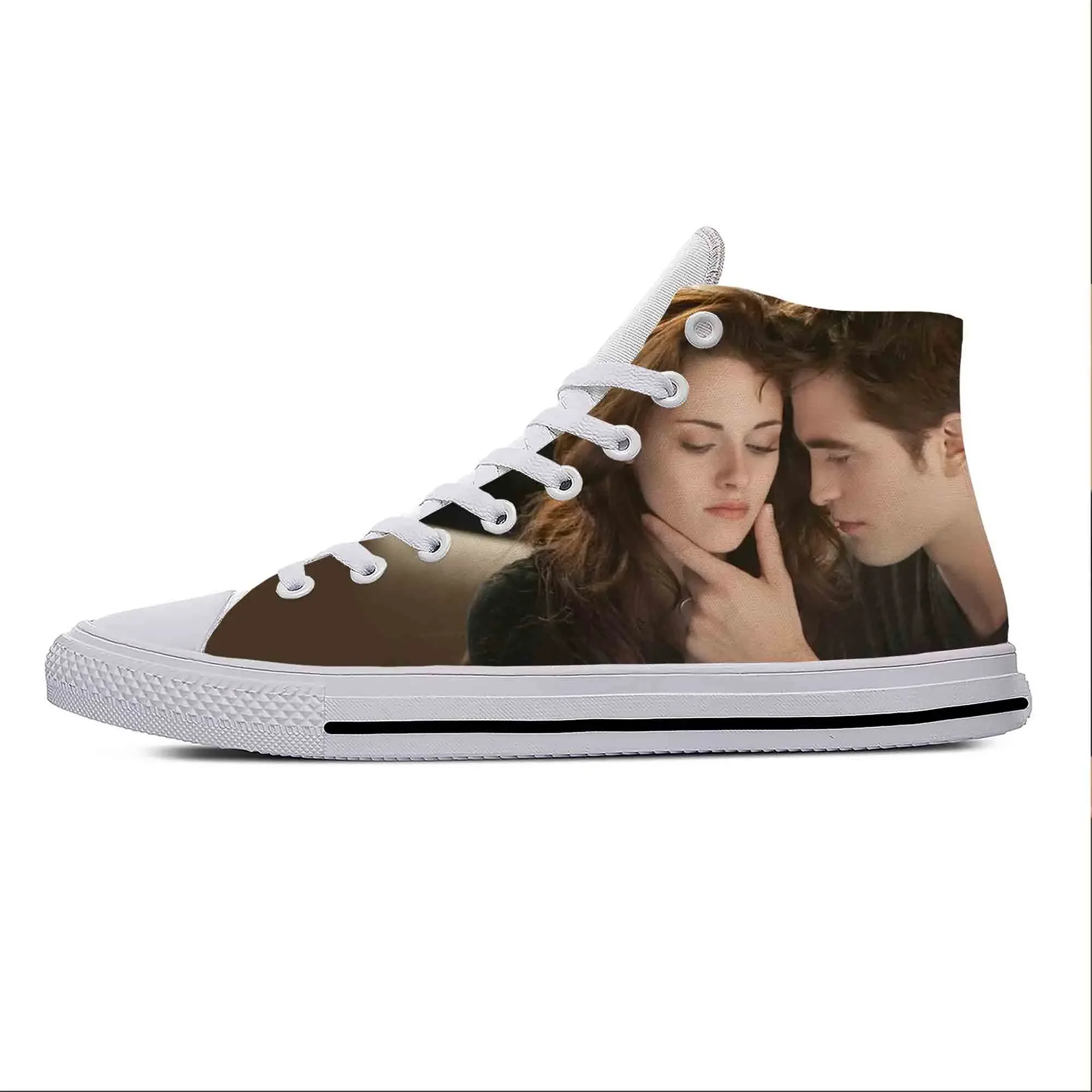Cartoon Bella Edward Twilight Saga Movie Vampire Casual Cloth Shoes High Top Men Women Sneakers High Help Classic Board Shoes