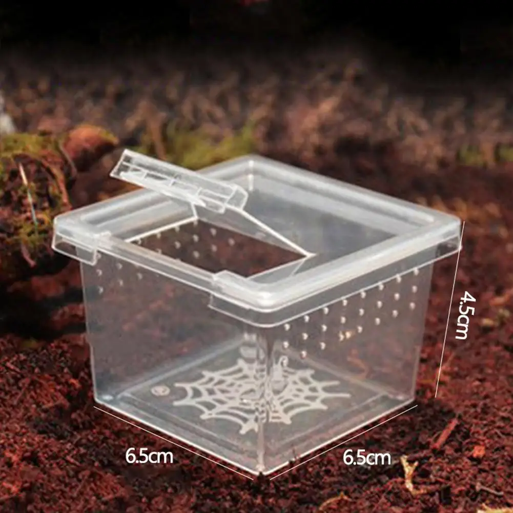 Aquarium Tank Vivarium Box Reptile Breeding Box With Flip Cover Transparent Breathable For Frogs Snake Spider Portable Reptile Terrarium Habitat