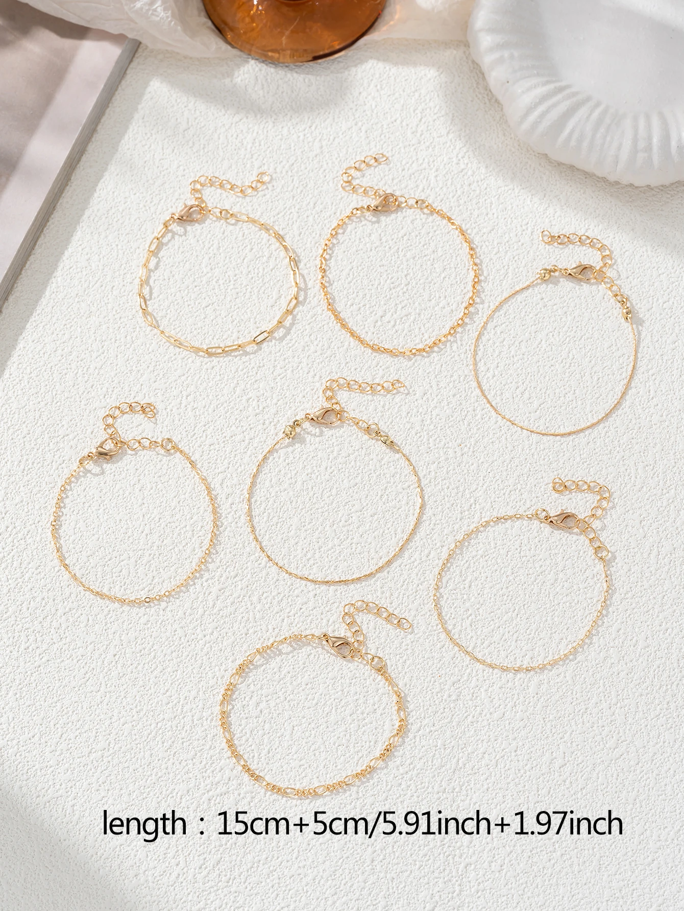 Love Bead Chain Bracelet Set 5PCS/7PCS Fashion Stainless Steel Commuter Elegant Leisure Accessories