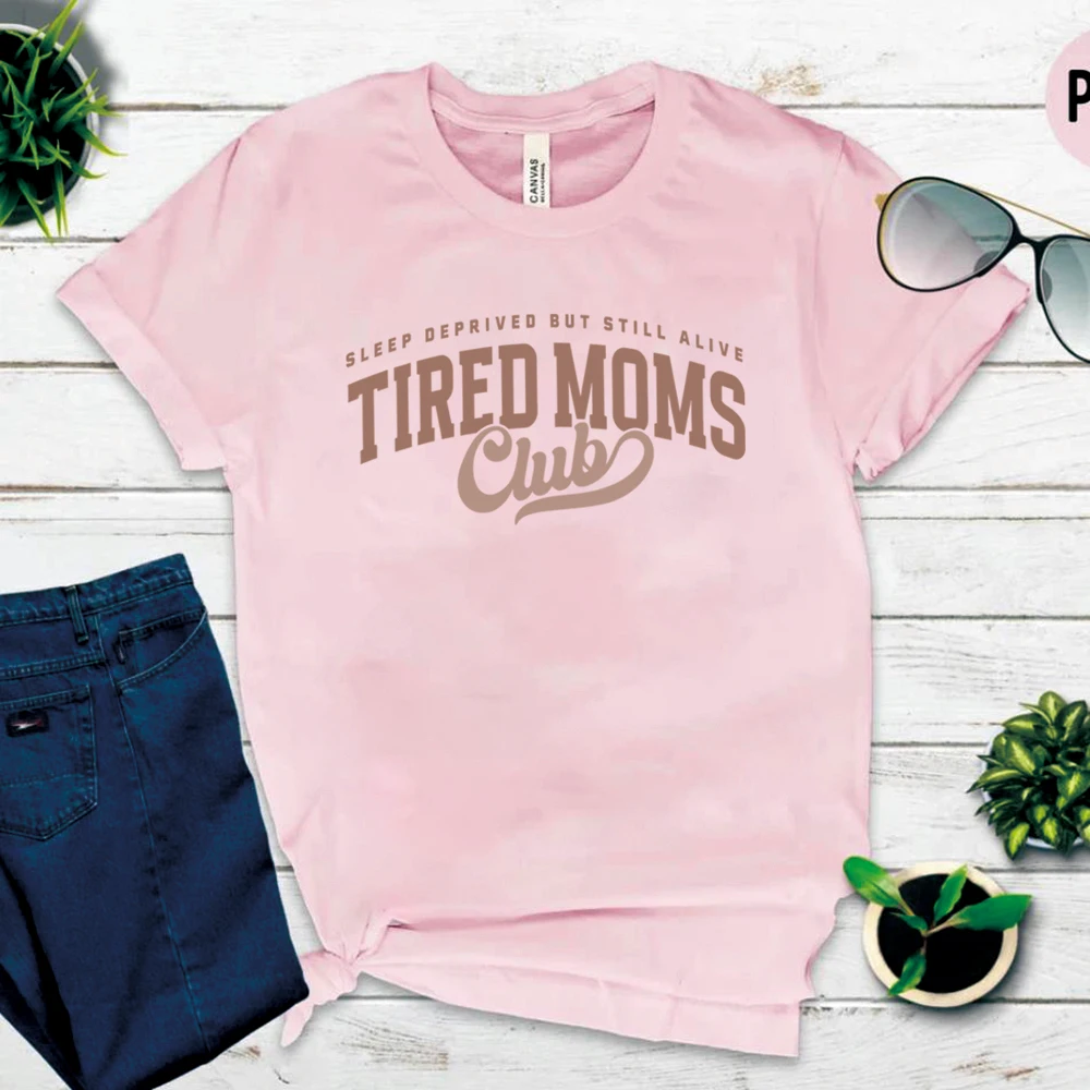 Retro Tired Moms Club T-Shirt, Mom Life Shirt, New Mama T-Shirt, Coole Mama-Shirts, Trendige Damen-Kurzarmshirts, Lässige Oberteile, Geschenk für Sie – Detail 15