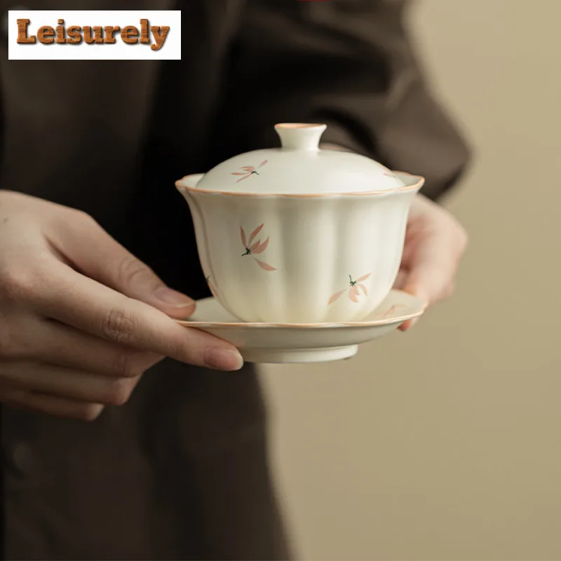 Hand Painted Orchid Tea Set Complete Set Traditional Tea Ceremony Set Tea Maker Teapot And Tea Cup Set Drinkware Supplies Craft