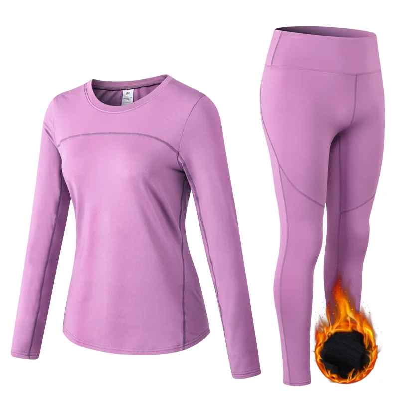 2 Piece Women's Winter Clothing Underwear Sets Stretch Plus Velvet Ladies Clothes Warm Long Johns Women Solid Pajamas Set XXL