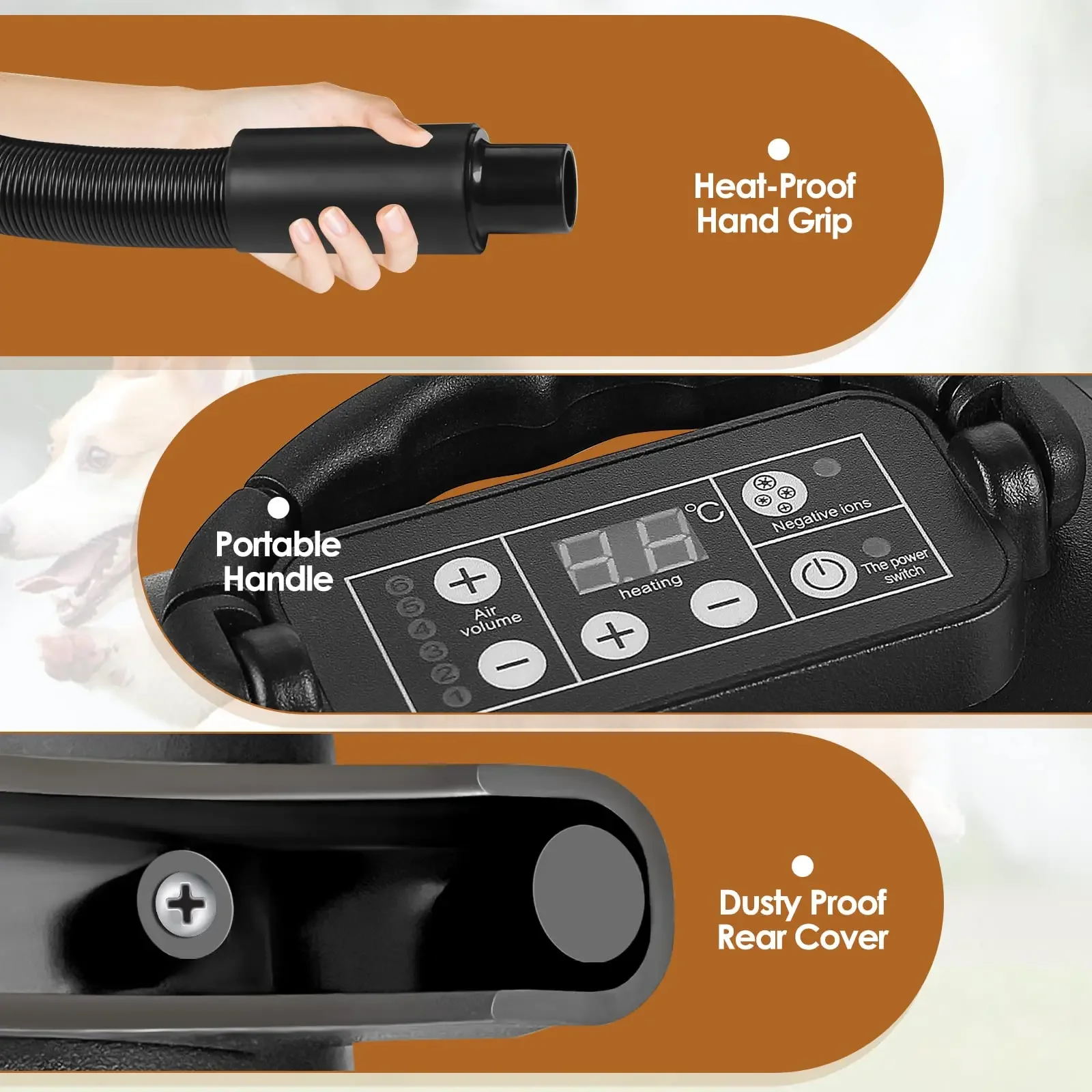 Negative Ion Pet Hair Dryer with LCD Screen