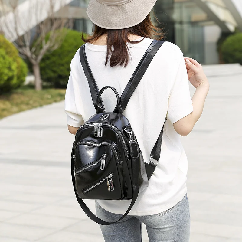 Small Backpack Women Multifunctional PU Leather Backpacks 2021 New Fashion High Quality Ladies Casual Travel Backpack School Bag