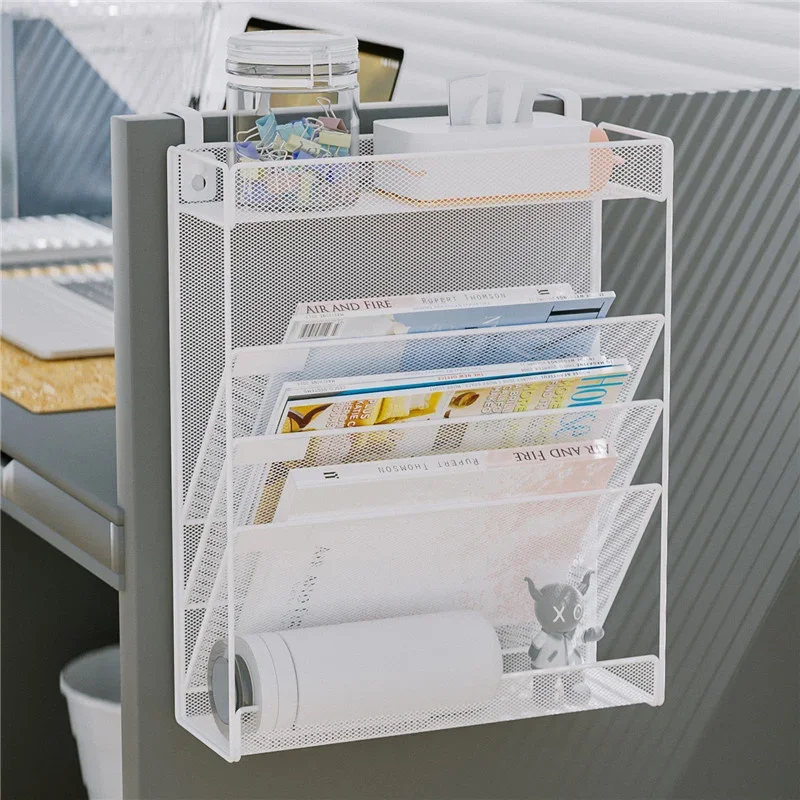 Special Wall-mounted Metal Bookshelf Iron Art Newspaper Rack A4 Data Sorting Storage Basket Multi-layer Vertical Storage Rack