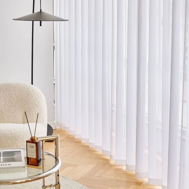 

2023 Living Room Dining Room Bedroom Curtains New Simple Vertical Curtain Screen Nordic Vertical Stripes White Yarn Chiffon Yarn