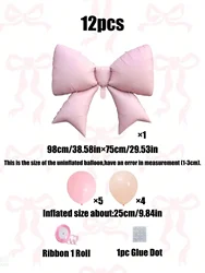 Elegant 12 - Piece Set of Pink Bow - Adorned Decorative Balloons - Other (MULTI)