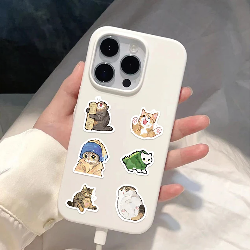500PCS 1 롤 고양이 스티커 데칼 귀여운 밈 새끼 고양이 스티커 애완 동물 새끼 고양이 파티 비닐 스티커 장식, 재미있는 동물 데칼 라벨
