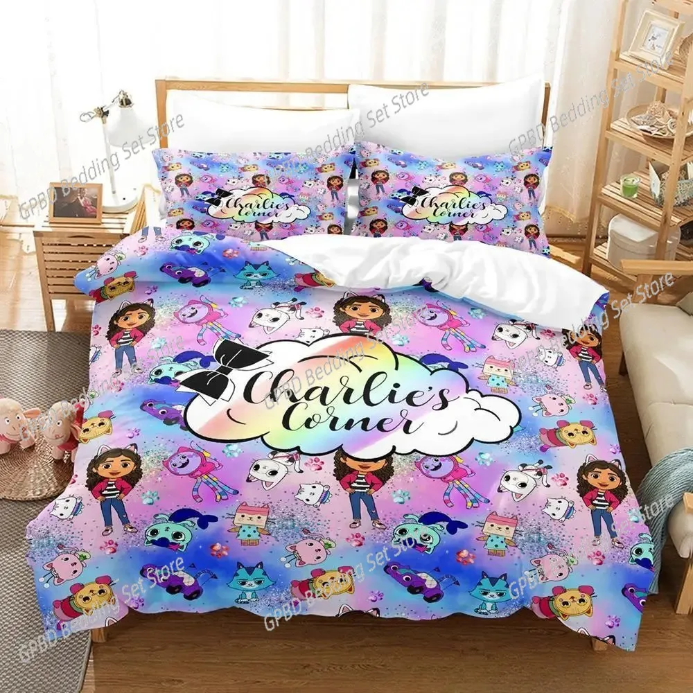 Gabbys Dollhouse Bedding Set Single Twin Full Queen King Size Bed Set Adult Kid Bedroom Duvet cover Sets 3D Anime Bed Sheet Set 3