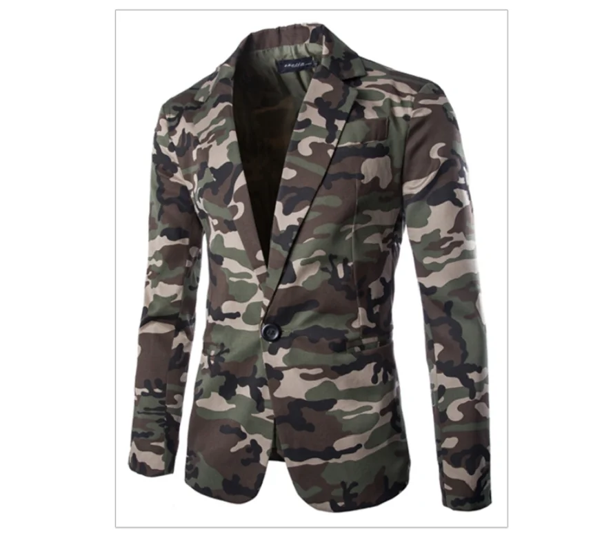 

2023 New Men‘s Fashion Military Style Camouflage Suit With A Single-Breasted Men's Casual Wild Suit Men's Jacket Men' Coat