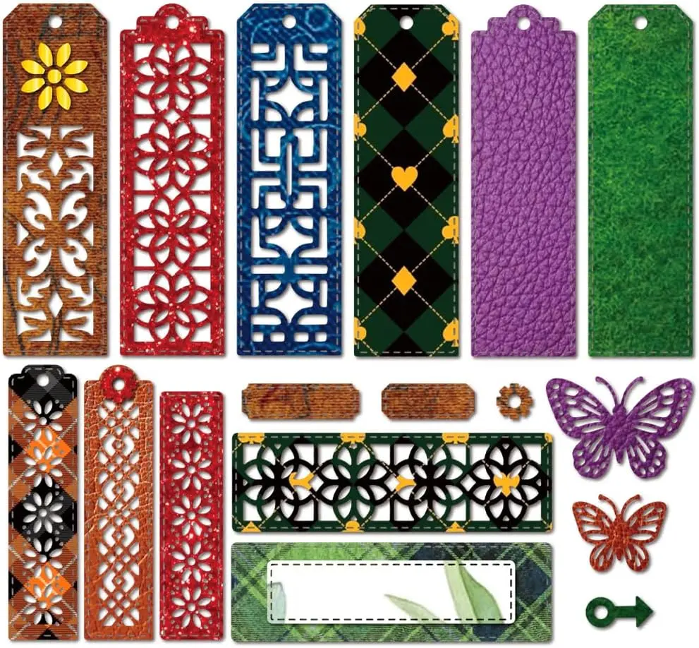 Retro Kitap Ayracı Metal Kesim Kalıpları Sayfa İşaretleyici Kelebek Kesim Kalıpları Çiçek Desenli Kabartma Şablonları DIY için Scrapbooking Aracı