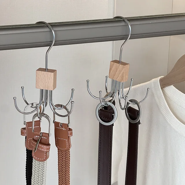 360 ° Ganci appendiabiti girevoli Salvaspazio per guardaroba Porta scarpe Scarpe Cintura Sciarpa Appendiabiti Portaoggetti per abbigliamento, Portaoggetti per la casa 5