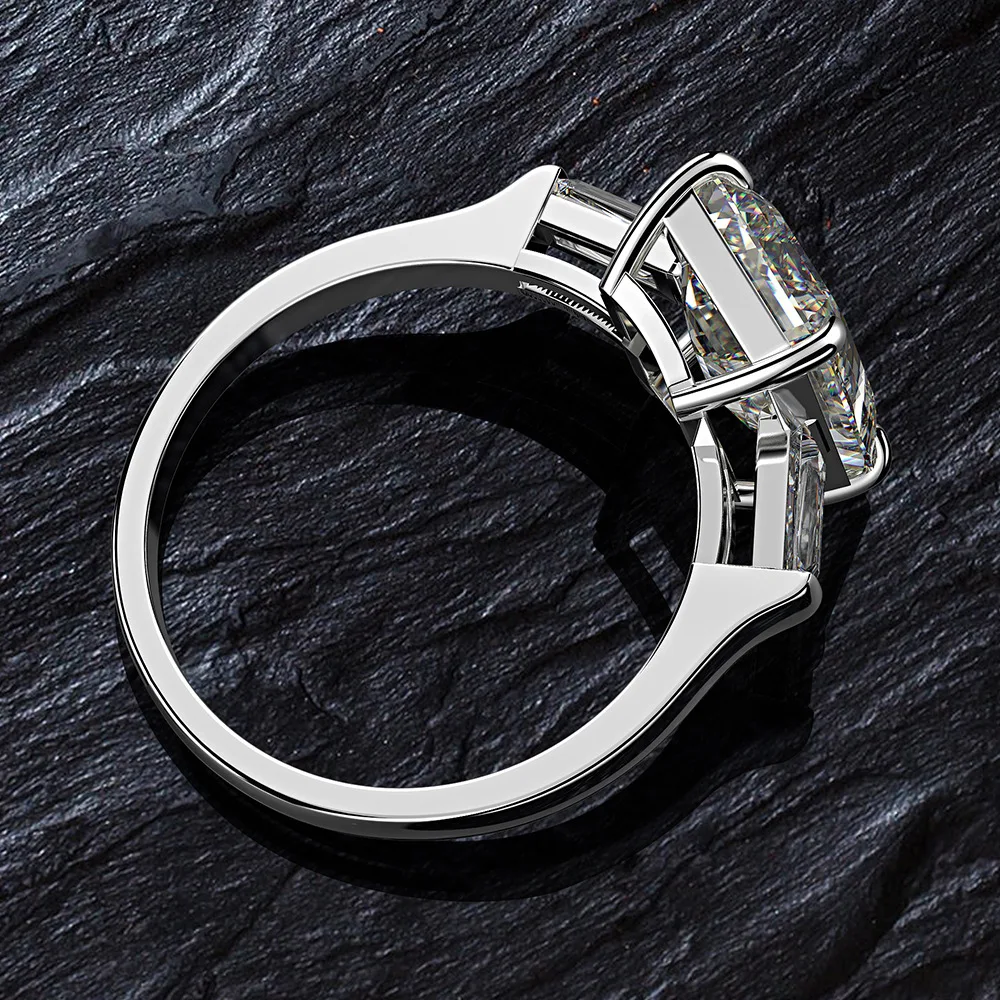 925 Sterling Silver Emerald Cut Created Gemstone Wedding Engagement High Carbon Diamonds Ring Fine Jewelry Gifts silver rings silver ring wedding rings emerald gemstone ring gemstone ring