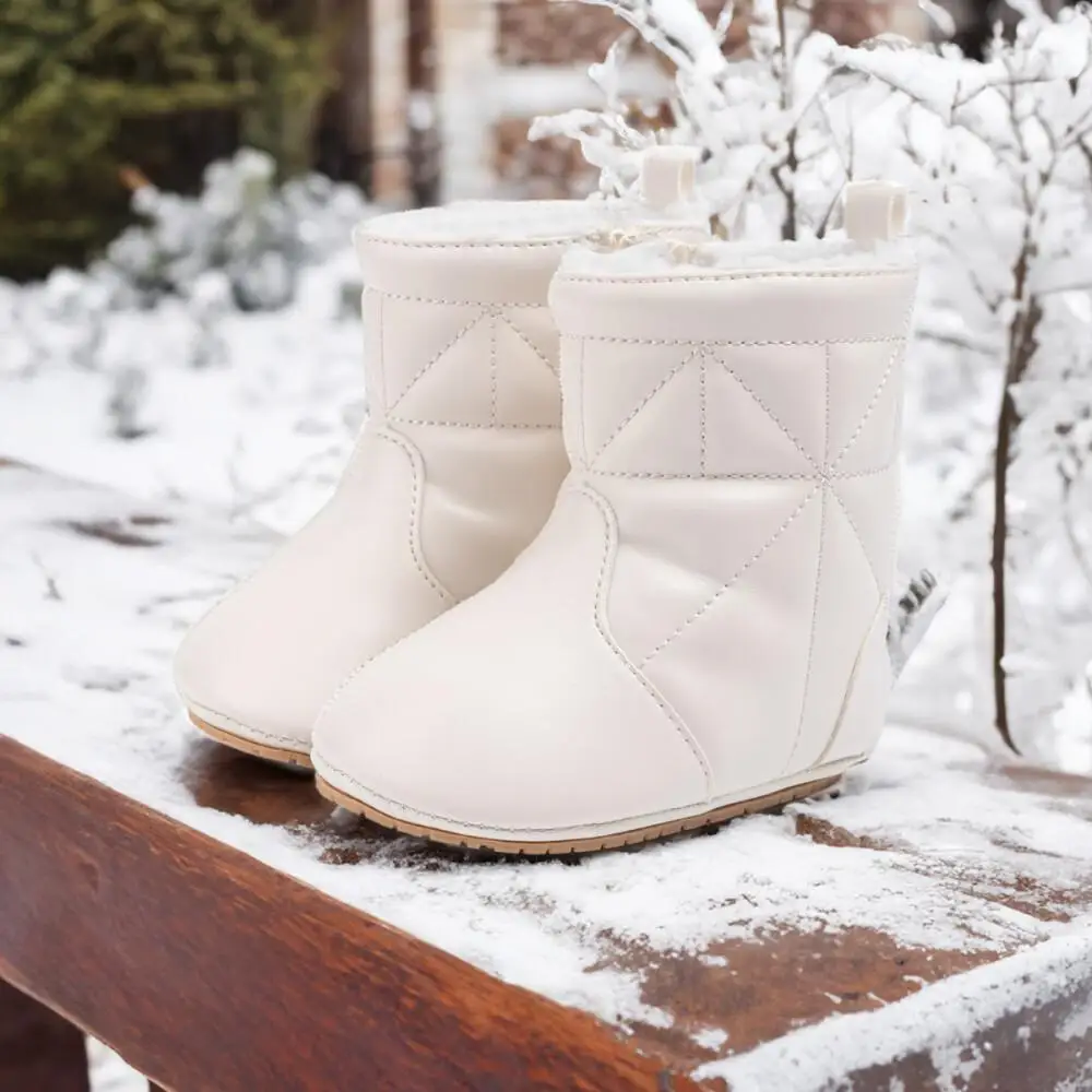 Meckior Newborn baby boots plush winter thick bottom warm socks boots soft bottom comfortable anti-slip toddler snow