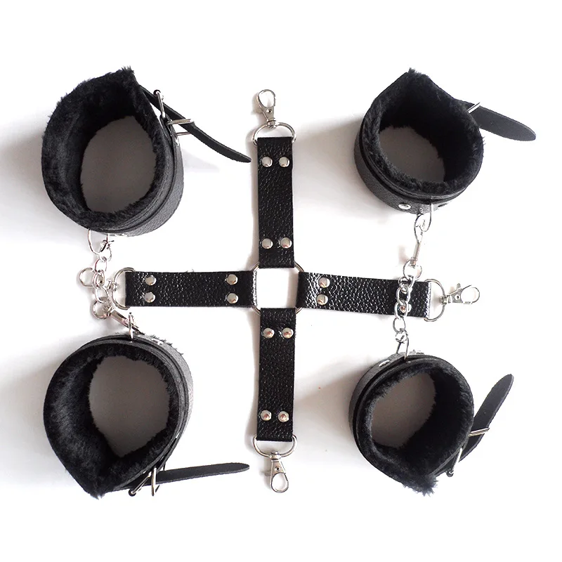 Sex Handcuffs Sex Toys PU Leather Plush Erotic Toys For Adults BDSM Bondage Restraints Handcuffs Cross Buckle For Woman