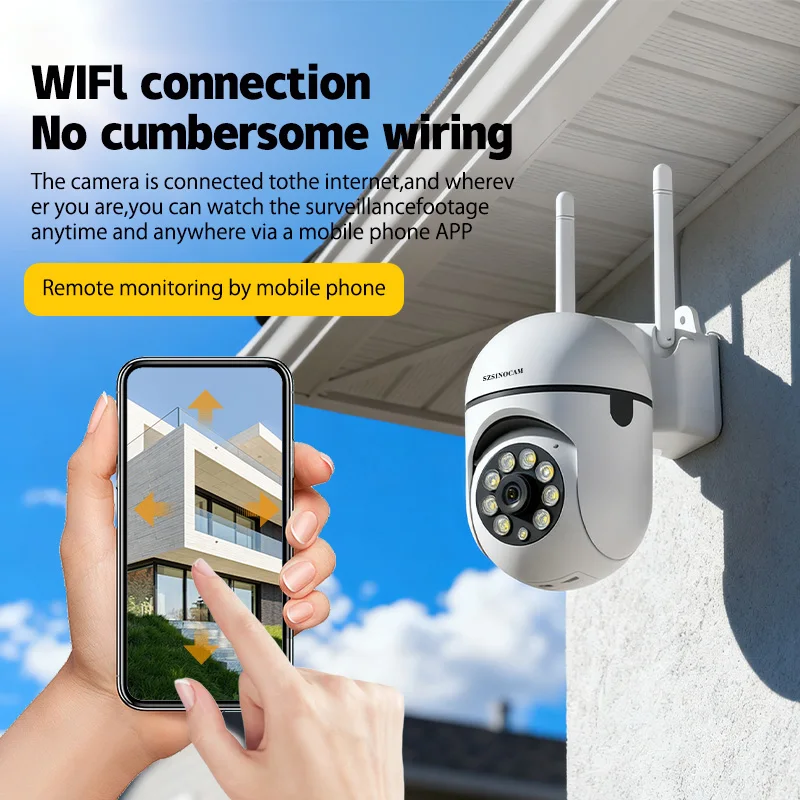 2PCS 3MP Wifi IP HD Night Color Camera Wireless Security Surveillance PTZ Camera 4X Zoom Cameras Tracking Two-way Audio 2