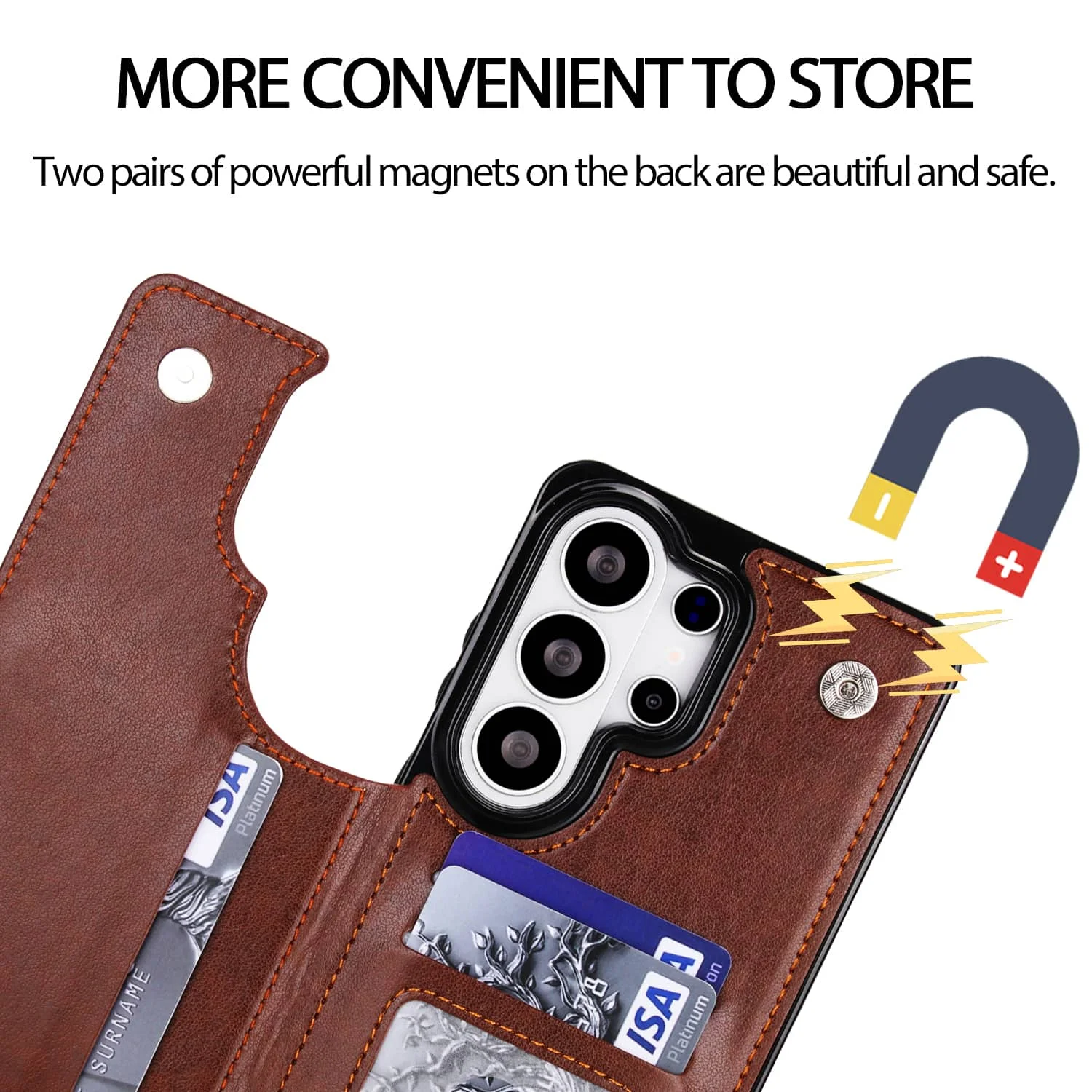 Floral Leather Wallet Phone Case with Stand and Card Holder, Double Magnetic Clasp