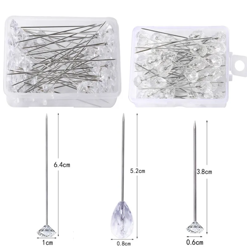 50pcsWaterdropletsDiamondPin6381064ThumbtackCrystalHeadHead