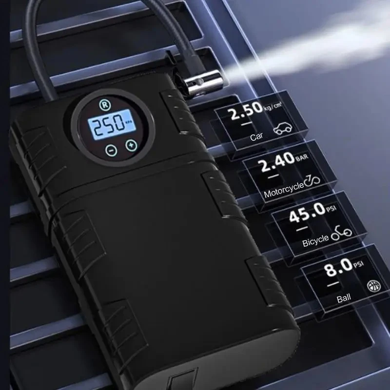 Cordless USB Rechargeable Smart Tire Inflator with LCD Display Wireless Air Pump for Car Motorcycle Bicycle Dual Use