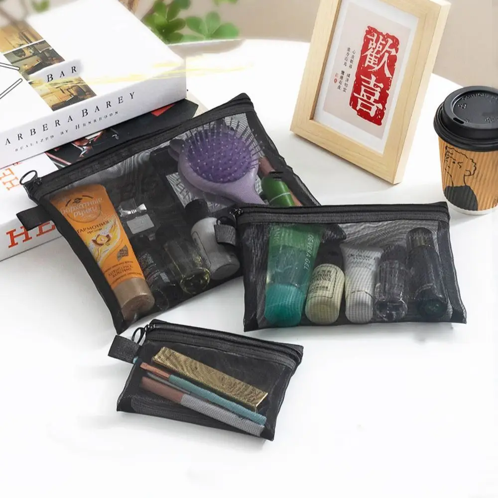 

Square Bag Mesh Cosmetic Bag Portable Zipper Bag Pencil Cases Cosmetic Cases Wash Pouch Lipstick Bag Makeup Bag Travel