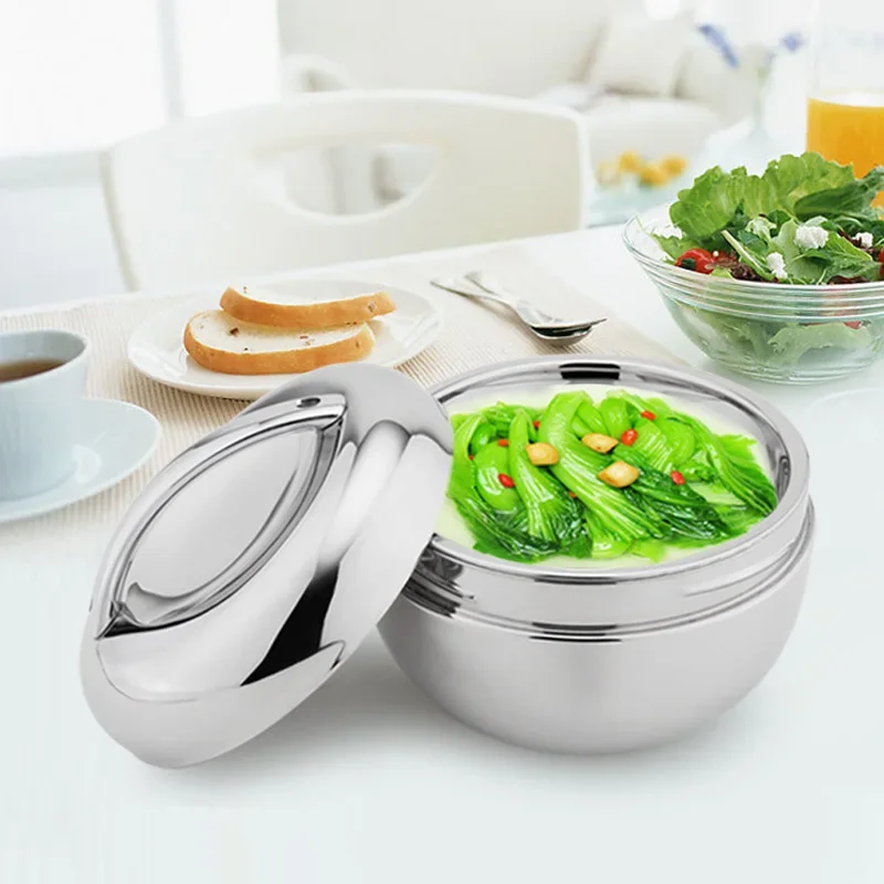Stainless Steel Lunch Box for Kids Food Container Handle Heat Retaining Thermal Insulation Bowl Portable Picnic Bento
