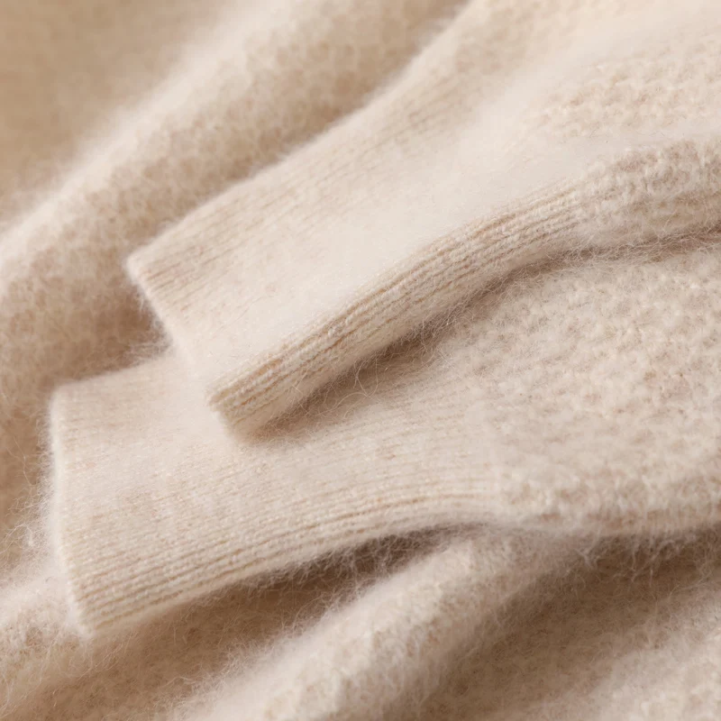 Autumn and winter new men's 100% mink cashmere sweater O-neck pullover knitted plus size sweater long sleeve high-end pullover 5