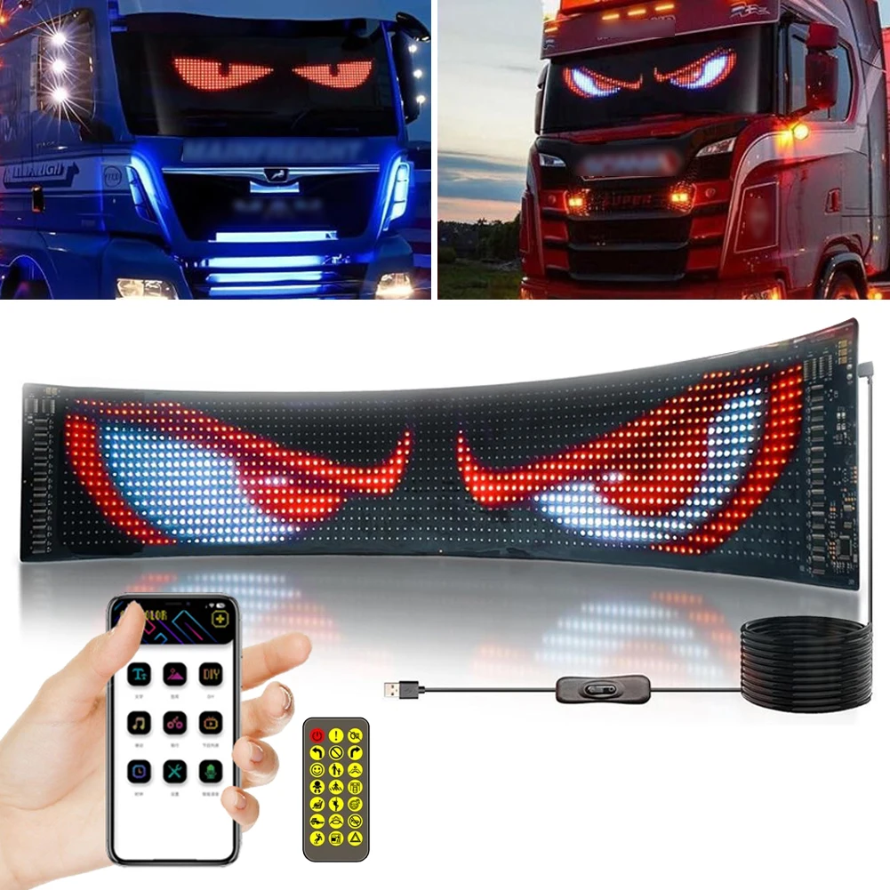 Car LED Pixel Panel Light APP Remote Control Soft Foldable Lighting Graffiti Scrolling Signboard Windshield Advertising Screen