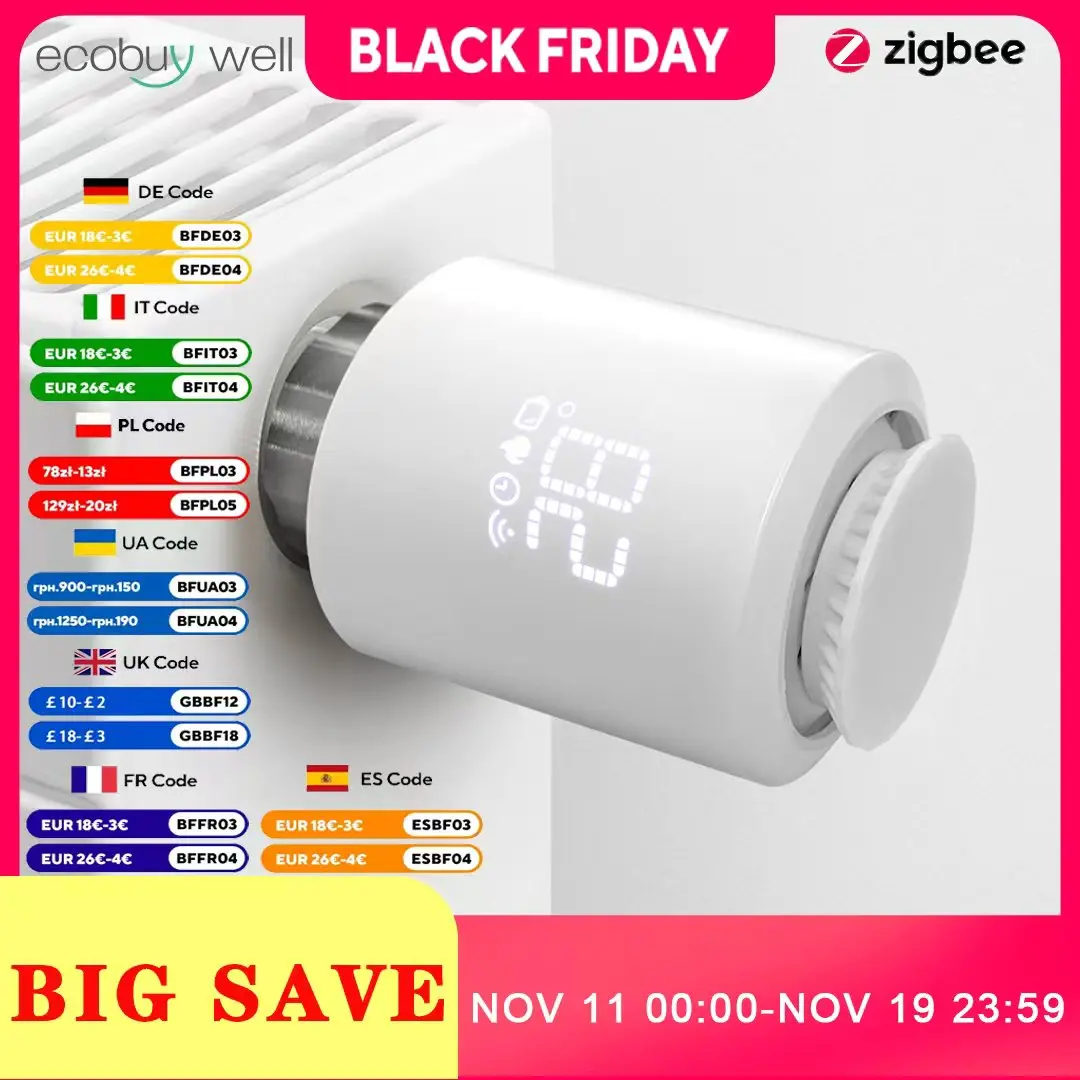 Tuya สมาร์ท ZigBee 3.0 TRV หม้อน้ํา Actuator วาล์ววาล์วหม้อน้ํา Thermostatic อุณหภูมิ Controller สนับสนุน Alexa Google Home 1