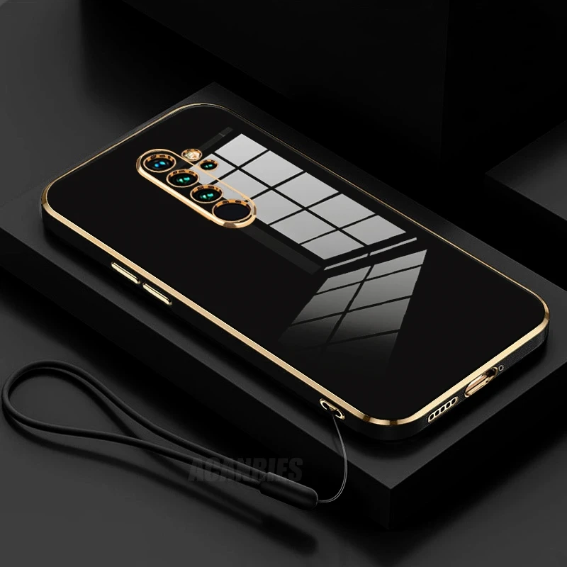 Luxury Plating Lanyard Silicone Phone Case - Soft Cover