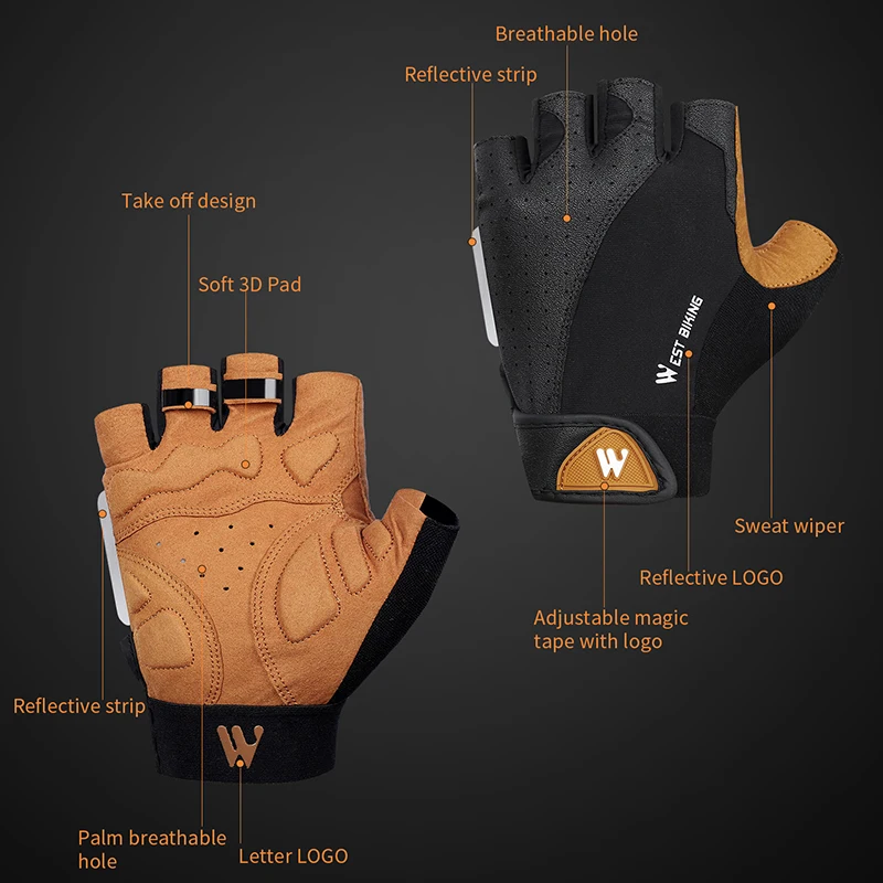 West Biking Sport Fahrrad handschuhe Halb finger Männer Frauen MTB Fahrrad handschuhe Laufen Fitness studio Reiten Motorrad Fahrrad handschuhe – Detail 4